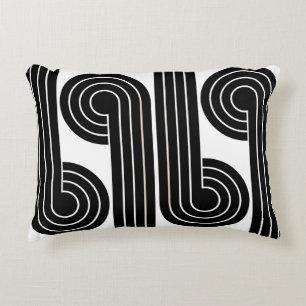 Zwart-wit retro Abstracte lijnen Accent Kussen