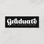 Zwart-wit retro afstuderen student afstuderen mini visitekaartje (Voorkant)