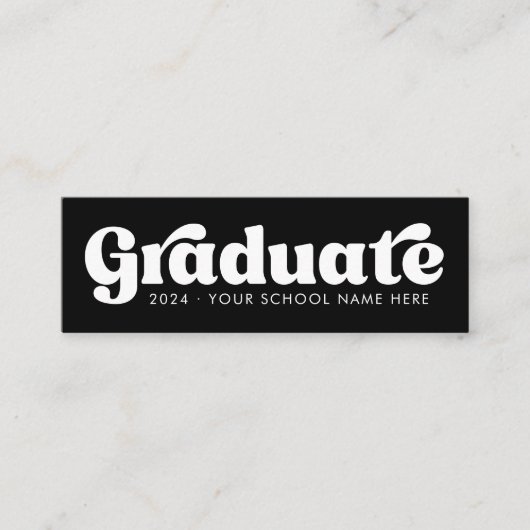 Zwart-wit retro afstuderen student afstuderen mini visitekaartje (Voorkant)