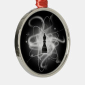 Zwart-wit Retro Atomic Chess Piece - Bisschop Metalen Ornament (Rechts)