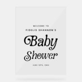 Zwart-wit Retro Baby shower Welkomstbord Acryl Bord (Voorkant)