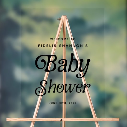 Zwart-wit Retro Baby shower Welkomstbord Acryl Bord (Neutraal)