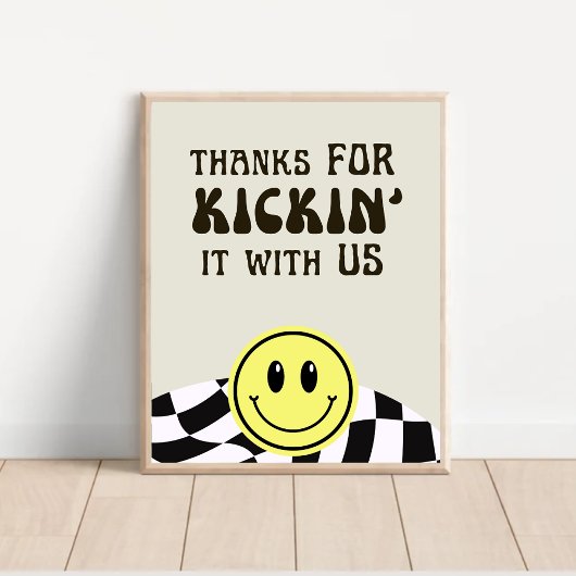 Zwart & wit retro Bedankt voor kickin' food teken Poster