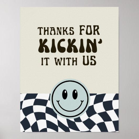 Zwart & wit retro Bedankt voor kickin' food teken Poster (Voorkant)