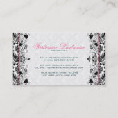 Zwart & Wit Retro Bloemen Damasks Patroon Visitekaartje (Achterkant)
