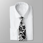Zwart-wit retro bloemen en bladeren patroon stropdas (Gebonden)