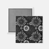 Zwart-wit Retro Bloemen Magneet (Voorkant / Achterkant)