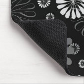 Zwart-wit Retro Bloemen Muismat (Hoek)