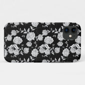 Zwart & Wit Retro Bloemen Patroon Case-Mate iPhone Case (Achterkant (horizontaal))