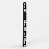 Zwart & Wit Retro Bloemen Patroon Case-Mate iPhone Case (Achterkant/rechts)