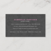 Zwart & Wit Retro Bloemen Patroon Monogramed Visitekaartje (Achterkant)