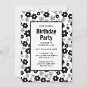 Zwart-wit Retro Bloemen Verjaardag Uitnodiging (Voorkant)