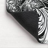 Zwart-wit Retro Bloemen & wervelingen Design Muismat (Hoek)