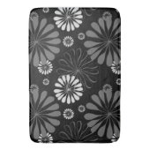 Zwart-wit retro bloemmotief badmat (Voorkant Verticaal)