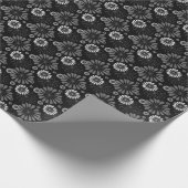 Zwart-wit Retro Bloemmotief Cadeaupapier (Hoek)