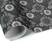 Zwart-wit Retro Bloemmotief Cadeaupapier (Rol Hoek)