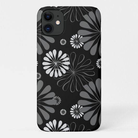 Zwart-wit retro bloemmotief Case-Mate iPhone case (Achterkant)