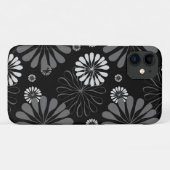 Zwart-wit retro bloemmotief Case-Mate iPhone case (Achterkant (horizontaal))