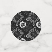 Zwart-wit Retro Bloemmotief Confetti (Kleine voorkant)