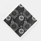 Zwart-wit retro bloemmotief servet (Hoek)