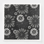 Zwart-wit retro bloemmotief servet (Voorkant)