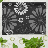 Zwart-wit retro bloemmotief theedoek (Gevouwen)