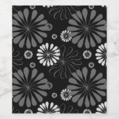 Zwart-wit retro bloemmotief wijn etiket (Enkel label)