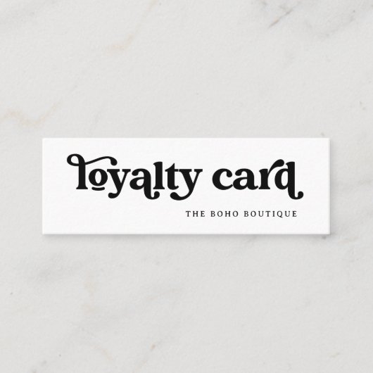 Zwart-Wit | Retro Boho Typografie Klantenkaartje (Voorkant)