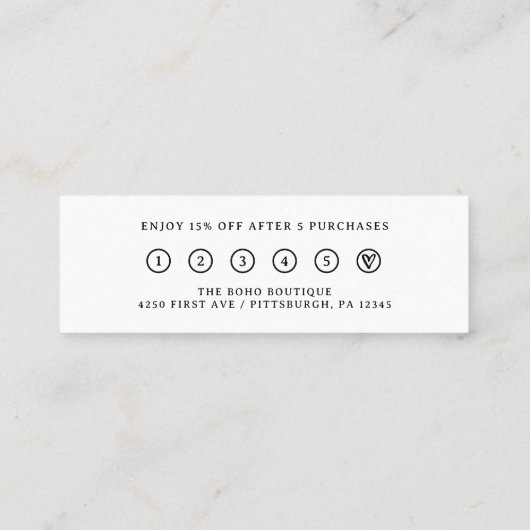 Zwart-Wit | Retro Boho Typografie Klantenkaartje (Achterkant)