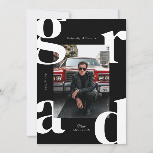 Zwart-wit Retro Bold Klasse van 2024 Afstuderen Kaart (Voorkant)