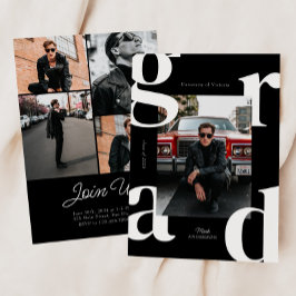 Zwart-wit Retro Bold Klasse van 2024 Afstuderen Kaart