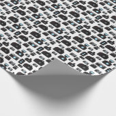 Zwart-wit Retro Camera's Patroon Cadeaupapier (Hoek)