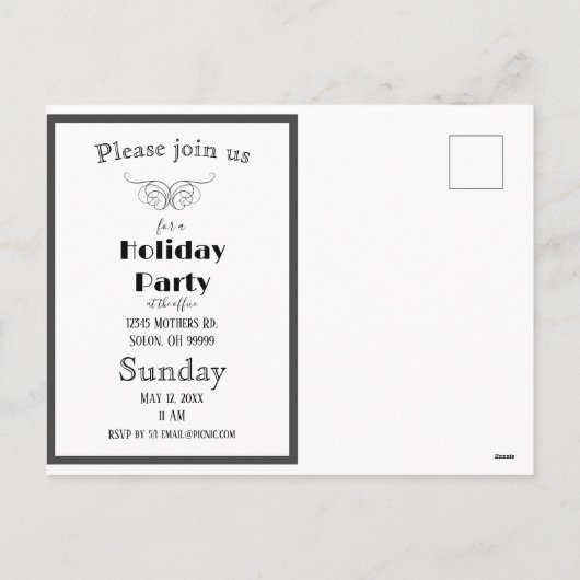 Zwart-wit Retro Checkerboard Company Picnic Feestdagenkaart (Achterkant)