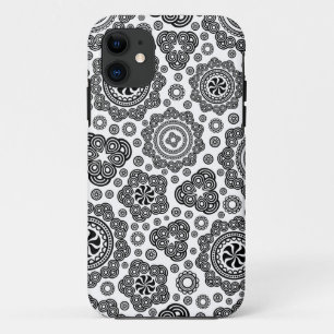 Zwart & Wit  Retro Circles Patroon Case-Mate iPhone Case
