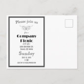 Zwart-wit Retro Dambord Bedrijfs Picknick Uitnodiging Briefkaart (Achterkant)