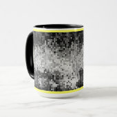 Zwart & Wit Retro DiscoBall spiegels Patroon Mok (Voorkant links)