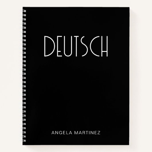 Zwart-wit Retro Duits Taalstudie Notitieboek (Voorkant)