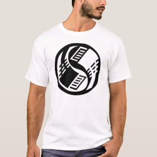 Zwart-wit Retro Ethernet Yin Yang Design T-shirt
