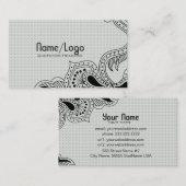 Zwart-wit Retro Flower Design-Sjabloon Visitekaartje (Voorkant / Achterkant)