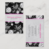 Zwart & Wit Retro Flowers en Swirls-Sjabloon Visitekaartje (Voorkant / Achterkant)