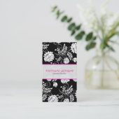 Zwart & Wit Retro Flowers en Swirls-Sjabloon Visitekaartje (Staand voorkant)