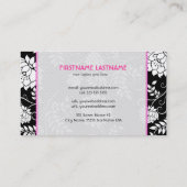 Zwart & Wit Retro Flowers en Swirls-Sjabloon Visitekaartje (Achterkant)