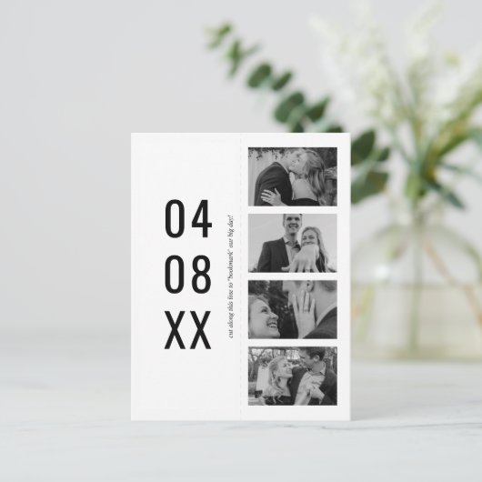 Zwart-wit Retro Foto Bladwijzer Bewaar de datum Uitnodiging Briefkaart (Staand voorkant)