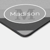 Zwart-wit retro geometrische lijnen Monogram Bureaumat (Hoek)