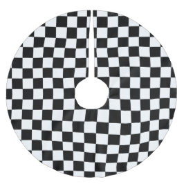 Zwart-wit retro geruit patroon kerstboom rok