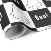 Zwart-wit Retro Ghost inpakpapier vel (Rol Hoek)