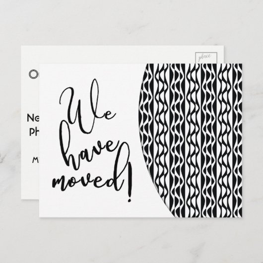 Zwart-wit retro golfpatroon "We hebben verplaatst" Aankondigingskaart (Voorkant / Achterkant)