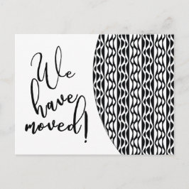 Zwart-wit retro golfpatroon "We hebben verplaatst" Aankondigingskaart