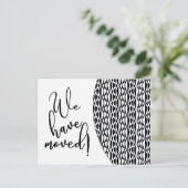 Zwart-wit retro golfpatroon "We hebben verplaatst" Aankondigingskaart (Staand voorkant)