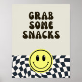 Zwart & wit retro grijp wat Snacks voedsel teken Poster (Voorkant)
